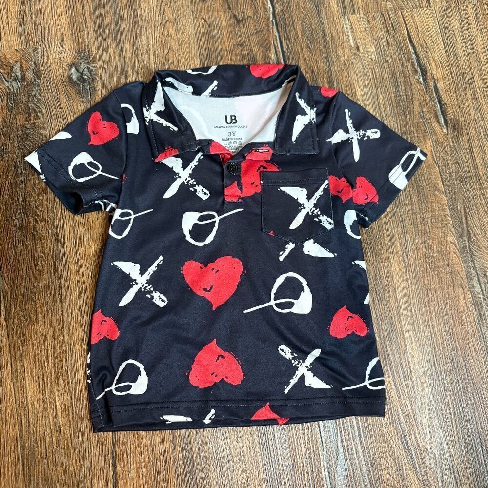 🔆 Unique Baby black heart Valentine's polo shirt
